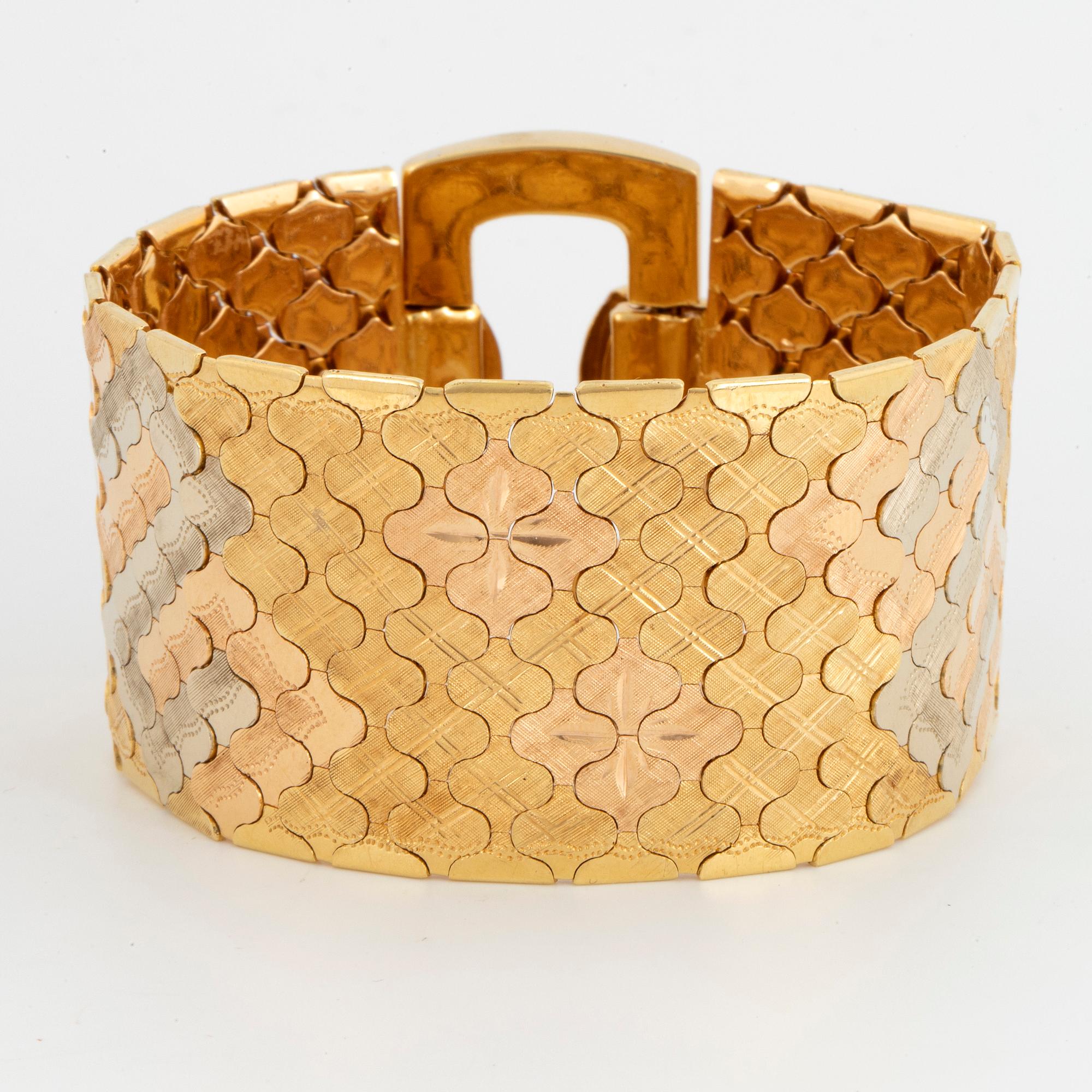 18K three coloured gold bracelet, Italy.