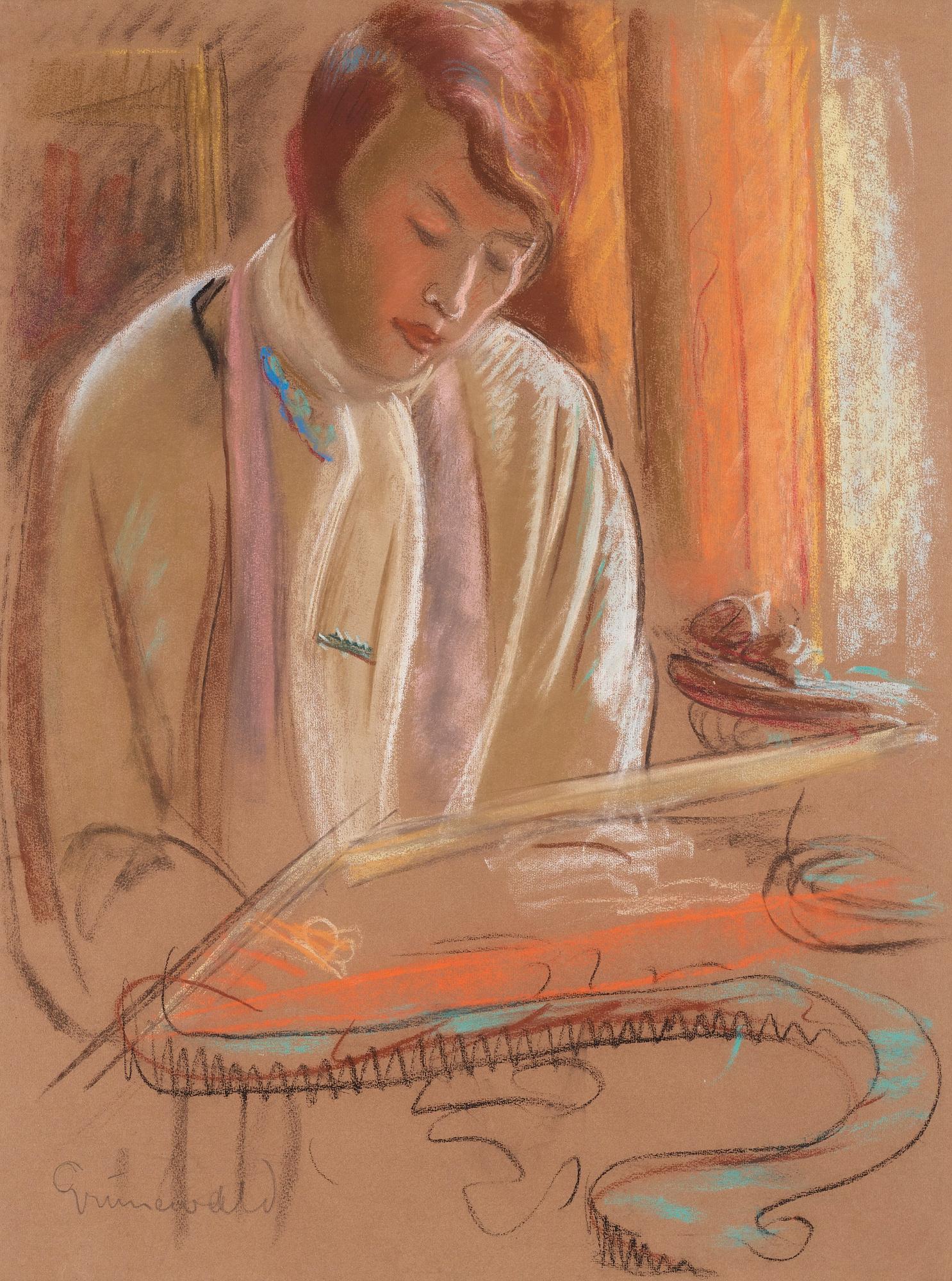 Isaac Grünewald, By the piano.