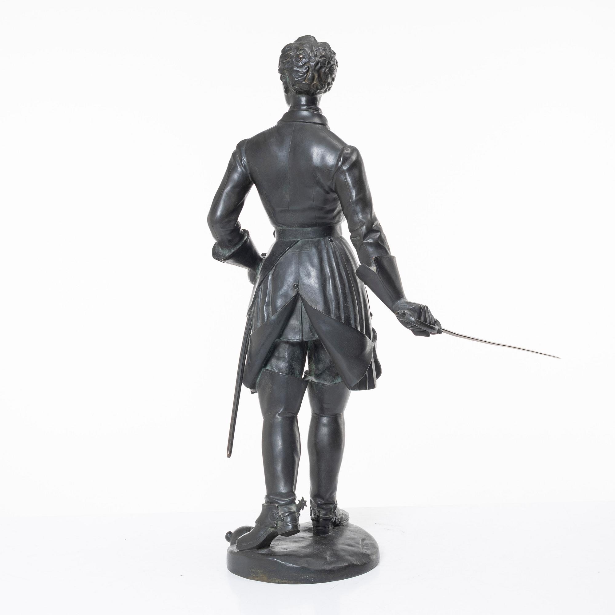 A bronze sculptur of King Charles XII of Sweden.