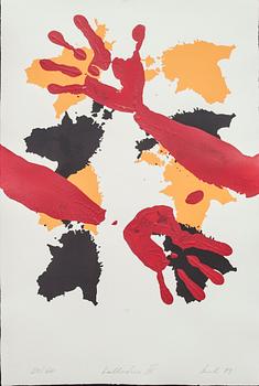 RAUL MEEL, färgserigrafi med konstnärens handavtryck direkt på pappret, signerad -89 och numrerad 20/60.