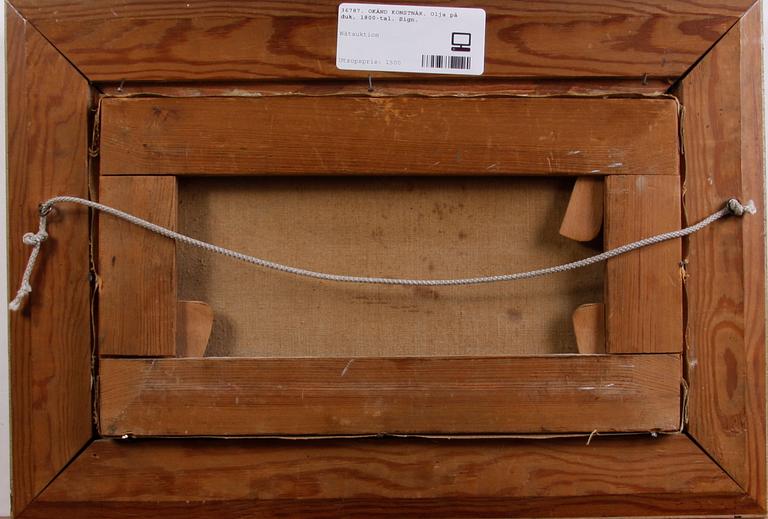 OKÄND KONSTNÄR. Olja på duk, 1800/1900-tal. Sign.