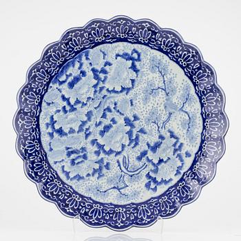 A Japanese blue and white large dish, Meiji period (1868-1912).