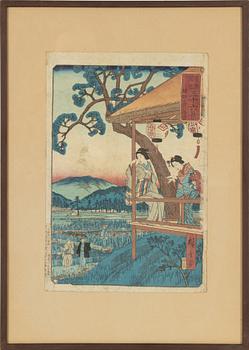 Utagawa Hiroshige II, färgträsnitt, 2st, Japan, 1800-talets andra hälft.