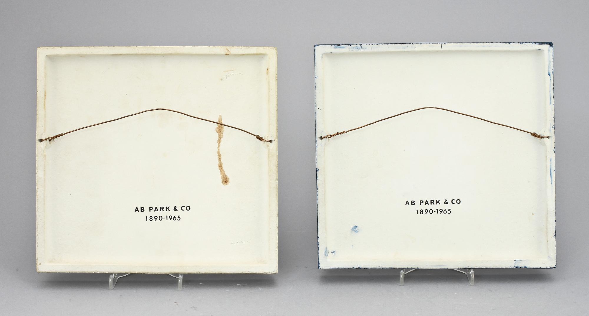 VÄGGRELIEFFER, 2 st, stengods, Lisa Larson, Gustavsberg.