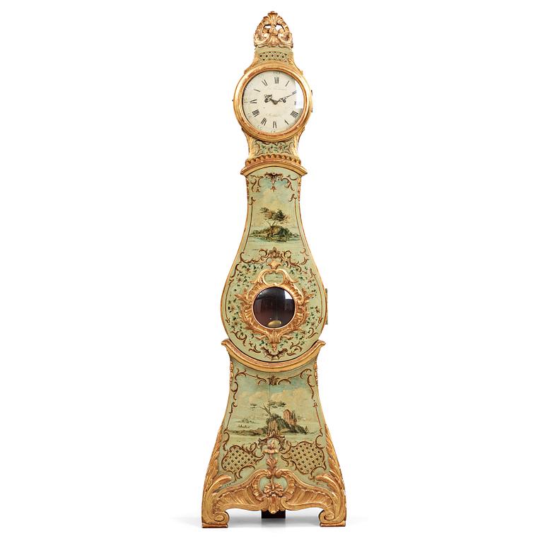 A Swedish Rococo 18th century longcase clock by Johan Fredman,