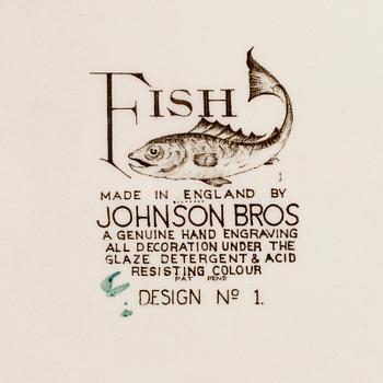 FISKTALLRIKAR, 8 st "Fish", flintgods, Johnson Bros, England, 1900-talets andra hälft.