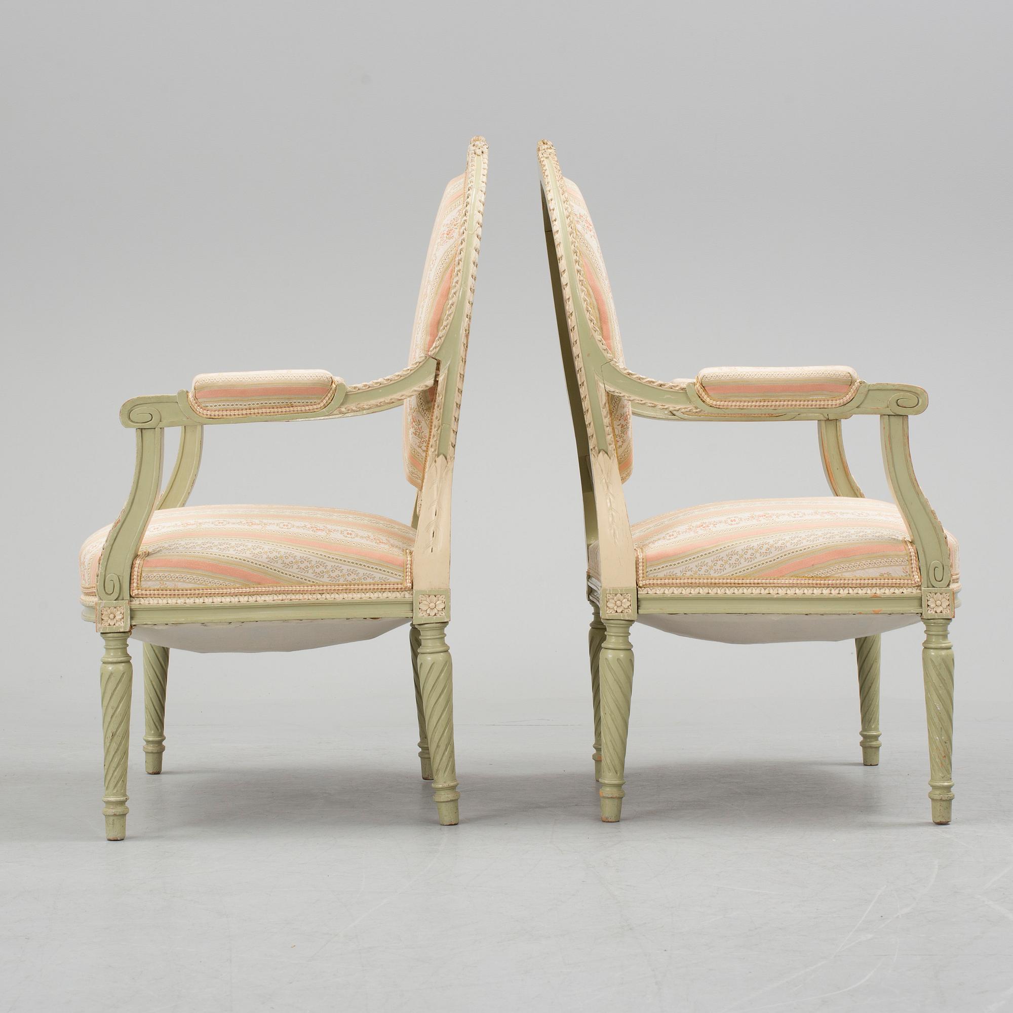 SALONGSGRUPP, 7 delar, gustaviansk stil, 1900-talets början.