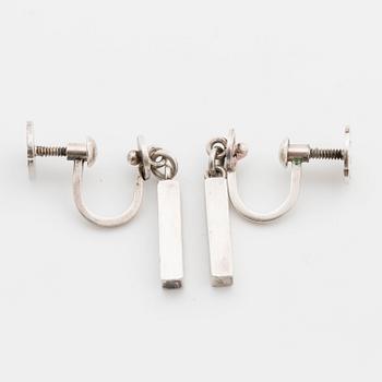 WIWEN NILSSON, a pair of silver ear rings, Lund 1956,