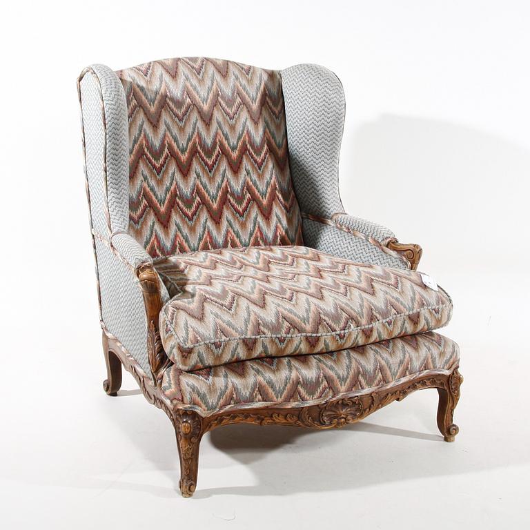 ÖRONLAPPSFÅTÖLJ, rokokostil, 1900-tal.