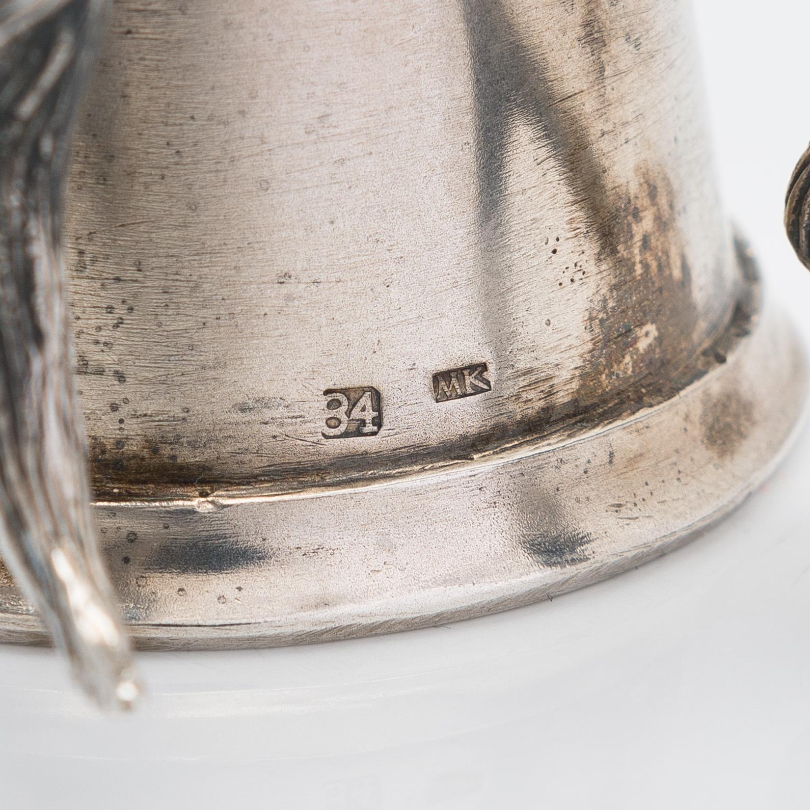 Jaktbägare, silver, sk. Stirrup cup, stämplade MK och silver 84.
