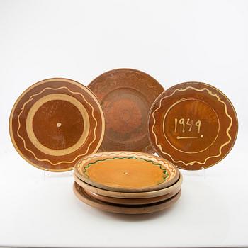 Seven glazed stoneware from Skåne, 20th century.