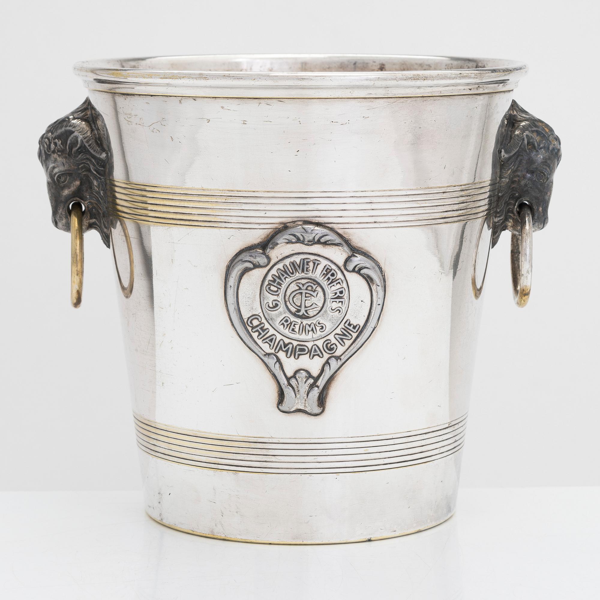 A 1910s silver plated Champagne ice cooler bucket, Argit, France.