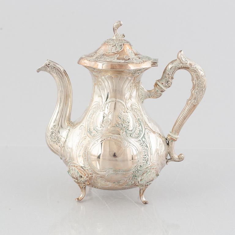 A Swedish silver Rococo style coffee pot, Malmö 1972.