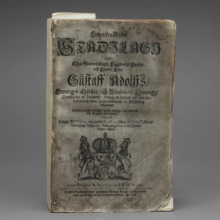 LAGBOK, "Swerikes Rijkes Stadslagh", 1665.