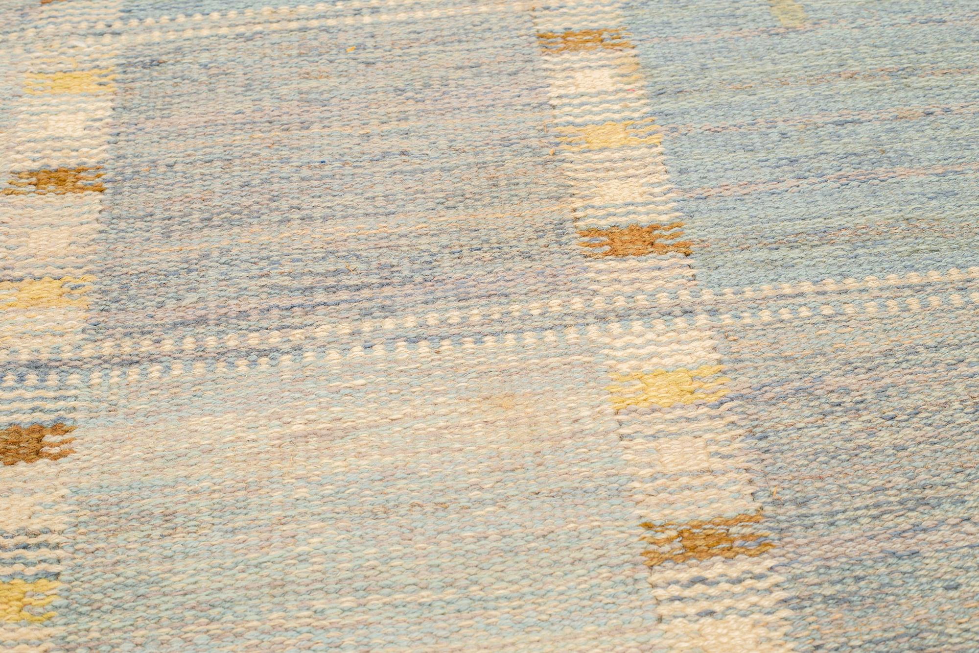 Barbro Nilsson, matto, "Falurutan, lättblå III", flat weave, ca 257 x 170 cm, signed AB MMF BN.