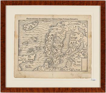 KARTA, "Gemeine Beschreibung Aller Mitnachtigen Lander Schweden...". Sebastian Münster, 1500-tal.