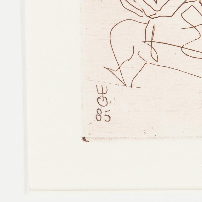 Evald Okas, etching, signed in pencil, dated -85.