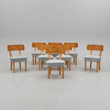 A set of eight chairs and a dining table 'Birka' by Axel Einar Hjorth, Nordiska Kompaniet, 1930s.