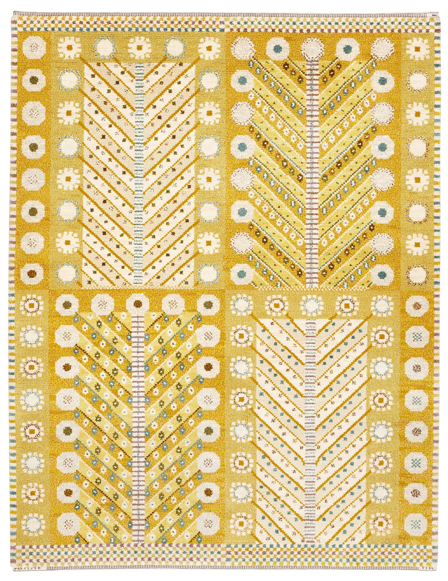 Marianne Richter, A CARPET, "Gula trädet", knotted pile, ca 236,5 x 178,5 cm, signed AB MMF MR.