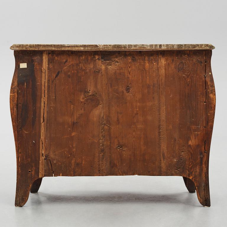 A rococo ormolu-mounted and parquetry commode attributed to C. G. Willkom (master in Stockholm 1763-65).