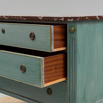 A Gustavian style schest of drawers, mid 20th century.