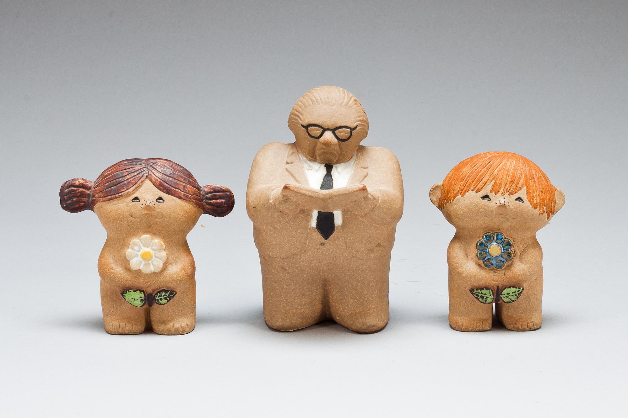 FIGURINER, 3 st, stengods, Lisa Larson, Gustavsberg.