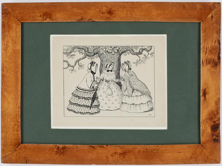 ELSA BESKOW, tuschteckning, monogramsignerad.