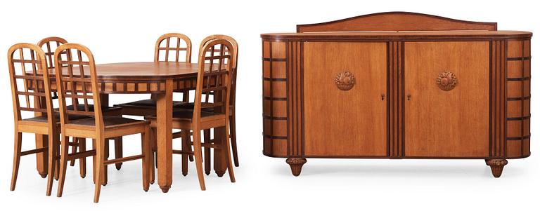 A Maurice Dufrene dining room suite, Paris, France 1925.