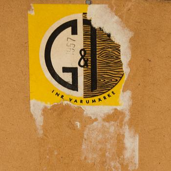 A Swedish Modern mahogany mirror from Glas&Trä, Hovmantorp, dated 1957.