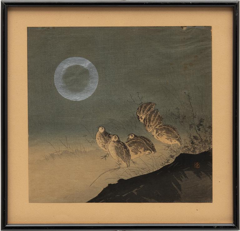 Tsukioka Kogyo, "Quails and Full Moon".