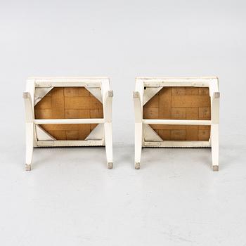 A pair of Late Gustavian stools, circa 1800.