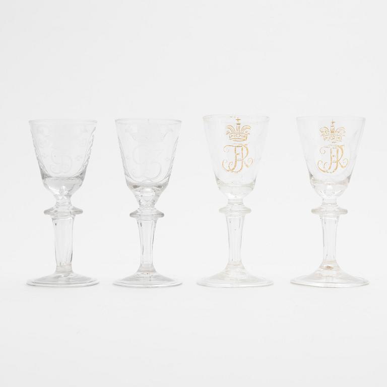 A set of four Swedish glasses, mid 18th Century.