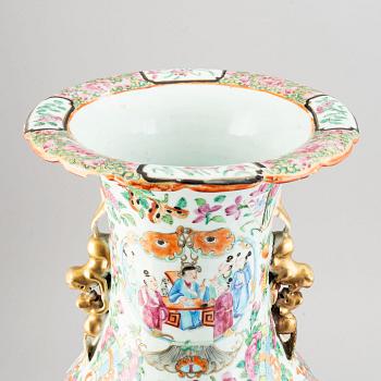 A large famille rose Canton vase, 19th Century.