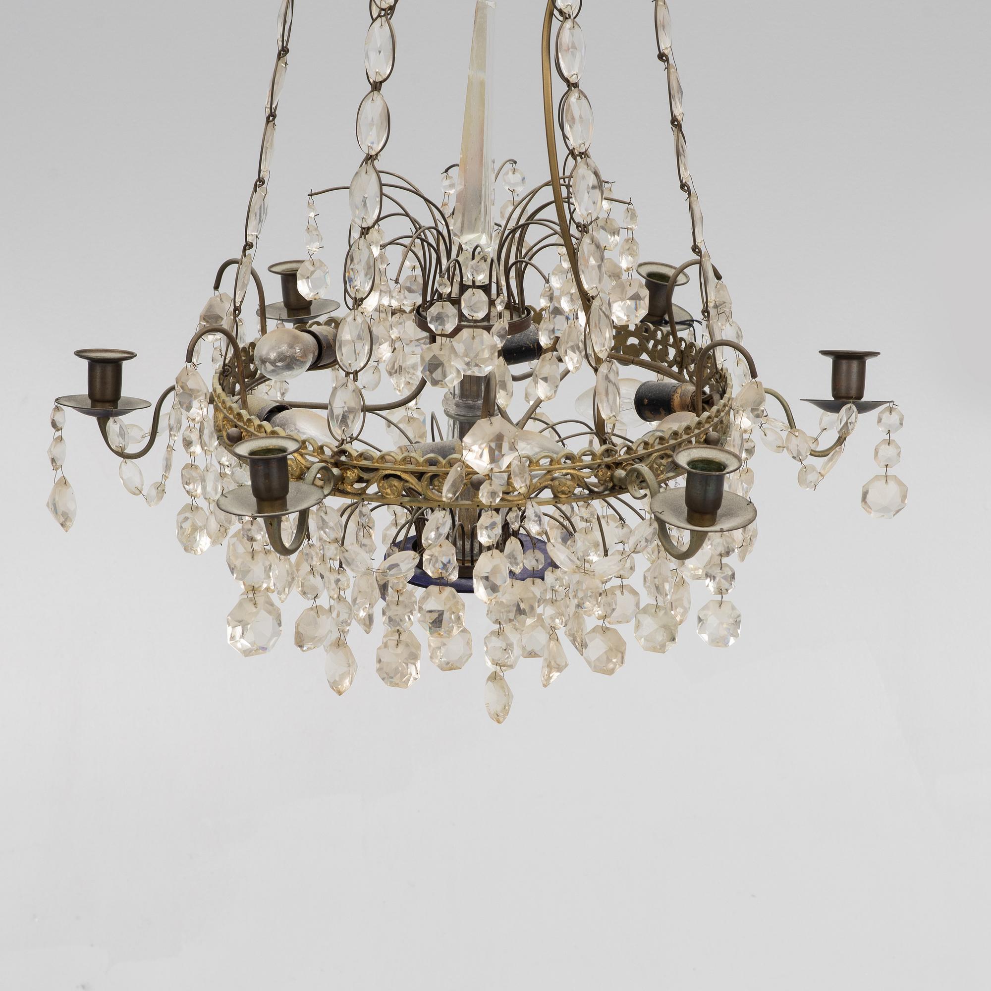 A Gustavian style chandelier, first half of the 20th century.