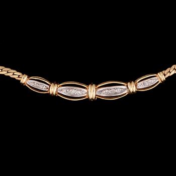 SMYCKESSET, 14K guld, diamanter. Vikt ca 17,2 g.