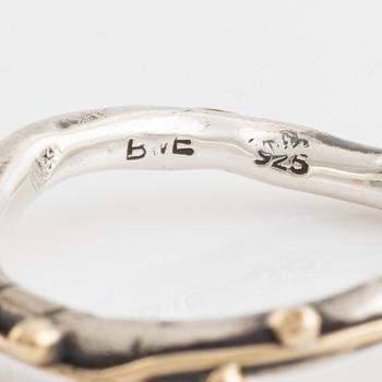 Ringar, By Birdie, två stycken, silver, en med briljantslipad diamant.