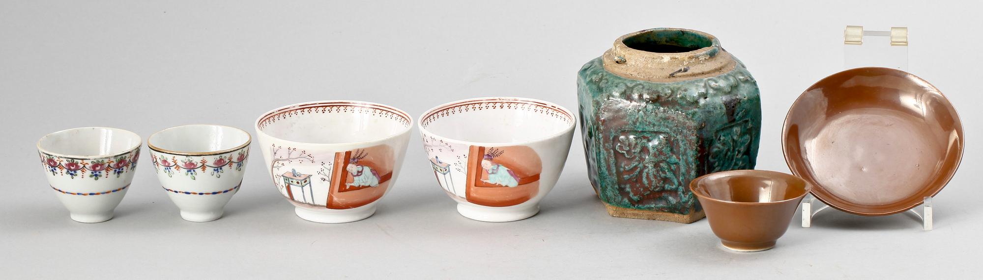 PARTI KERAMIK, 6 delar, bl a Kina, 1700-1900-tal.