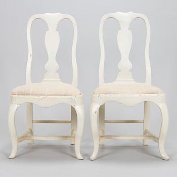 A pair of Swedish Rococo chairs, mid-18th century.