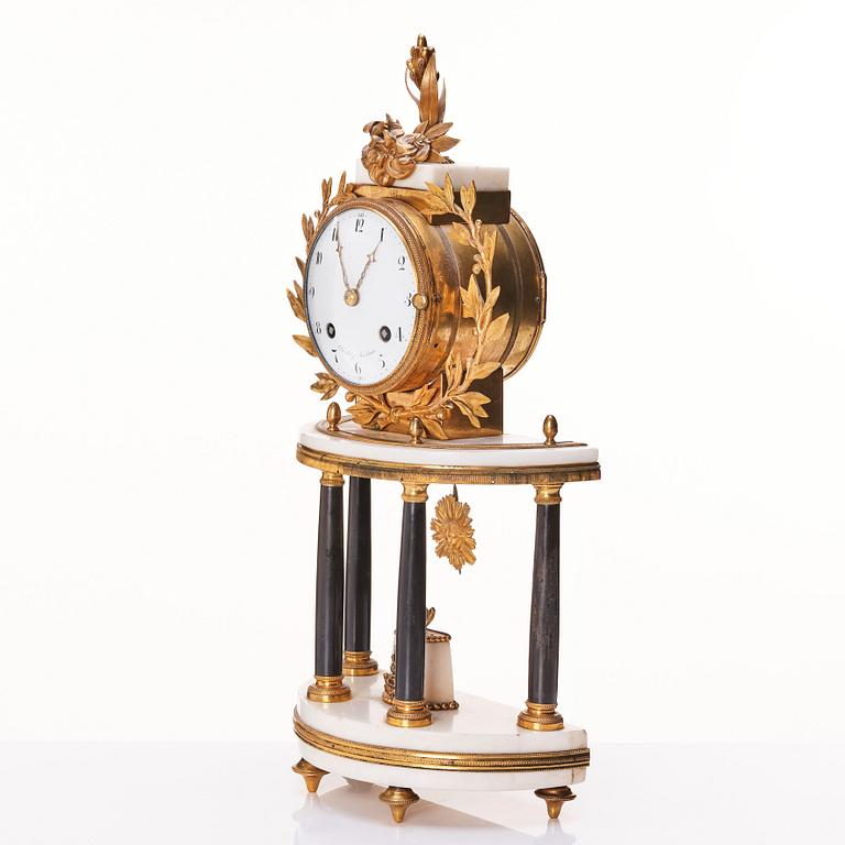 A late Swedish Gustavian mantel clock by P H Beurling, master 1783.