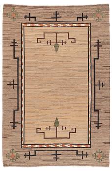 247. Aina Kånge, a flat weave carpet, c. 310 x 202 cm, signed AK-EJ.