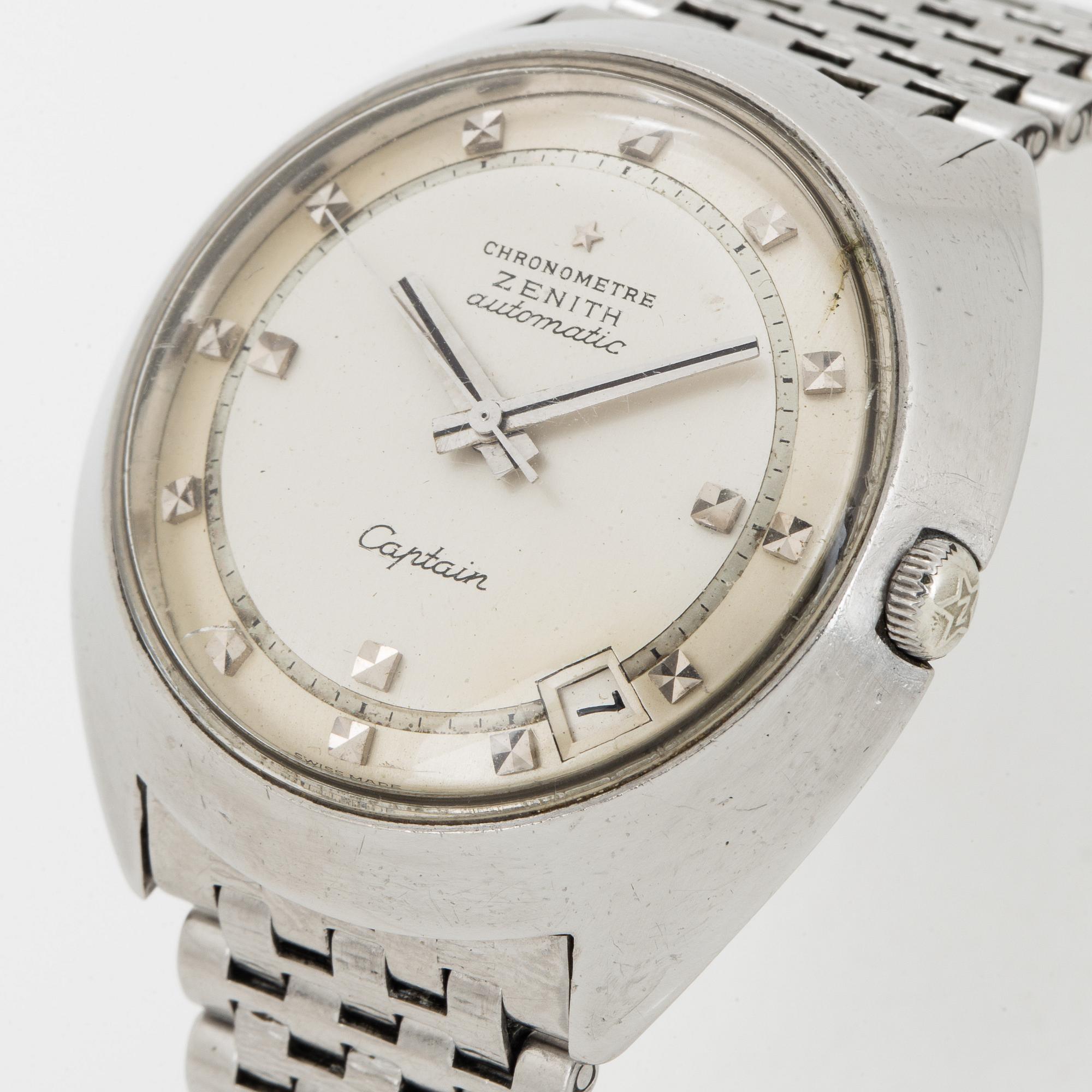 ZENITH Captain Chronometer wristwatch 37 x 39 mm. Bukowskis