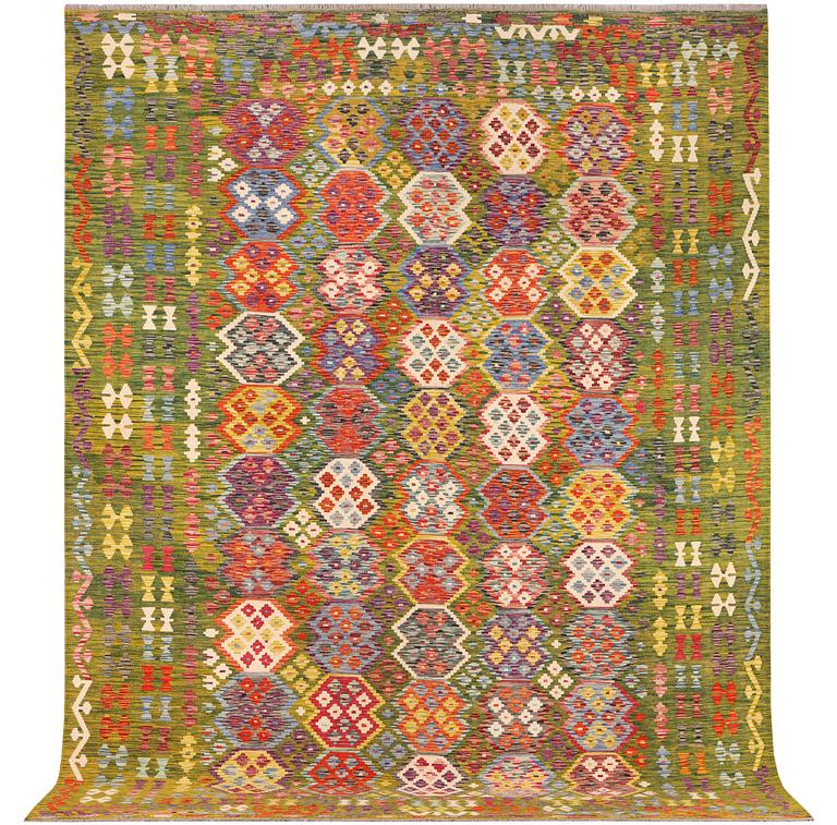 An Afghan Kilim carpet, c. 357 x 266 cm.