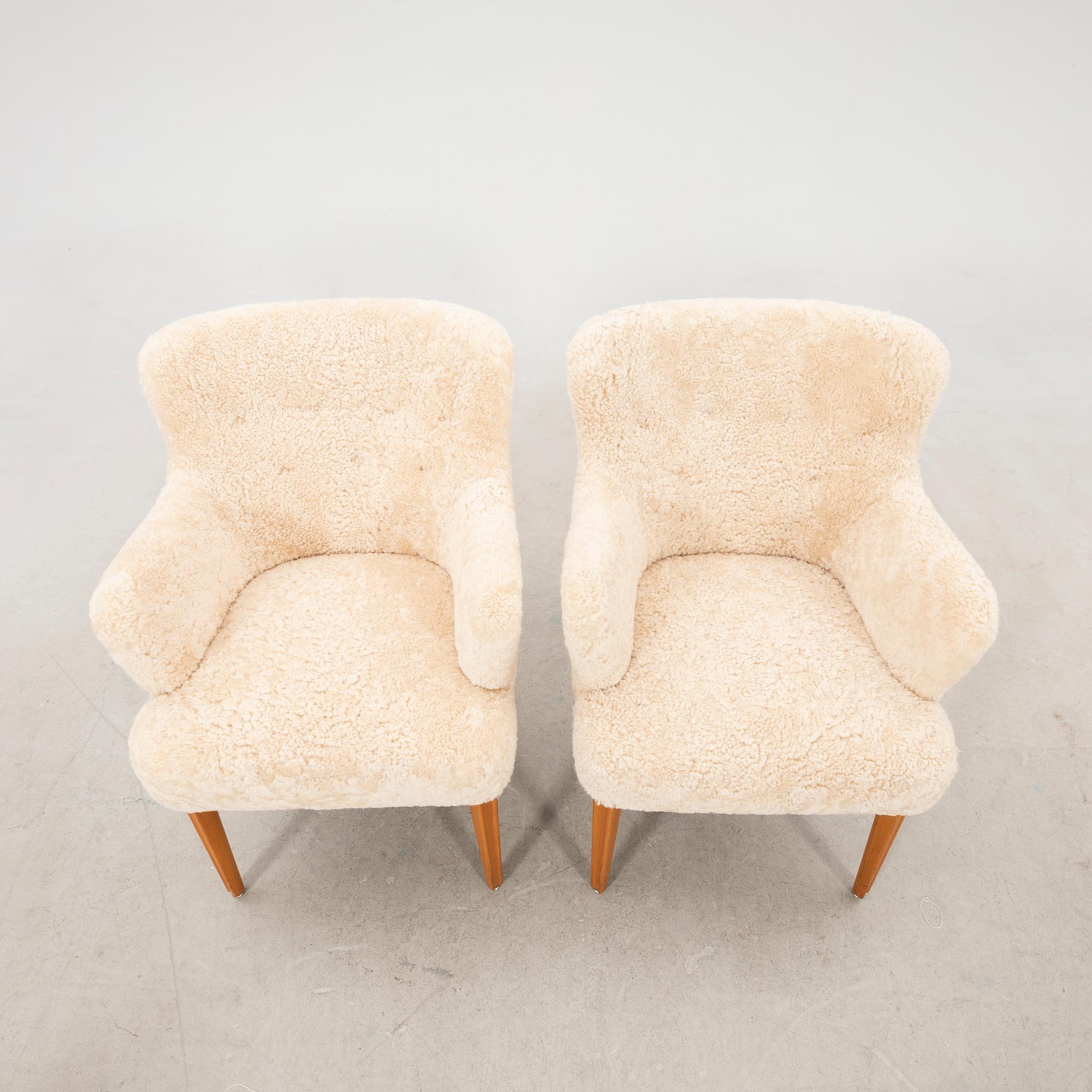 Armchairs, a pair from the 1950s.