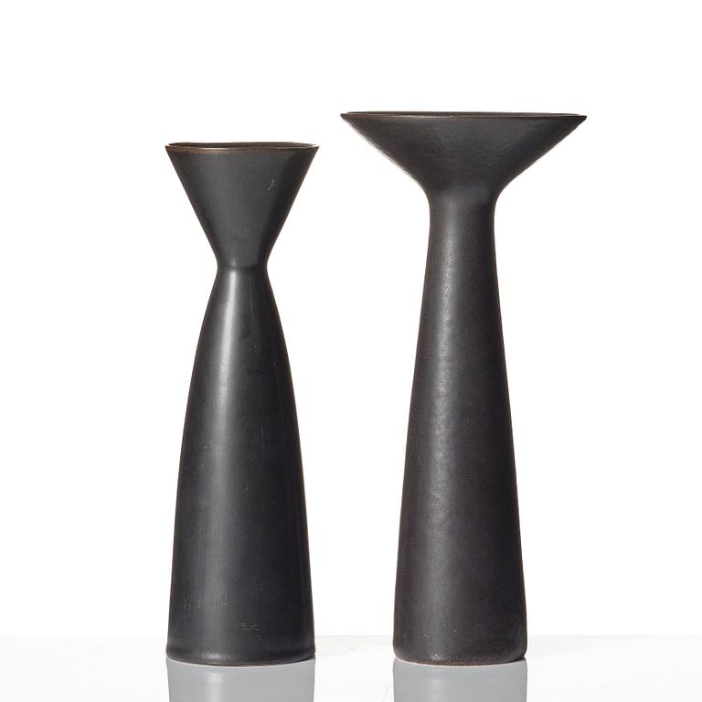 Carl-Harry Stålhane, a set of 11 stoneware vases, Rörstrand, Sweden 1950-60s.