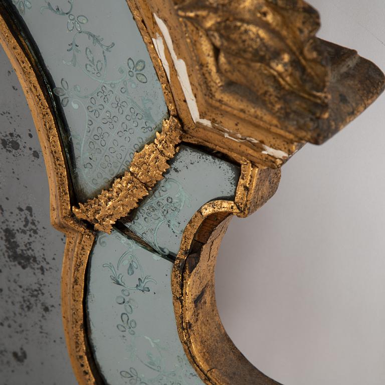 A late Baroque mirror overpiece from the workshop of Burchardt Precht (Master 1674-1738), early 18th century.