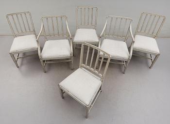 KARMSTOLAR 1 par OCH STOLAR 4 st, 1800-talets första hälft.