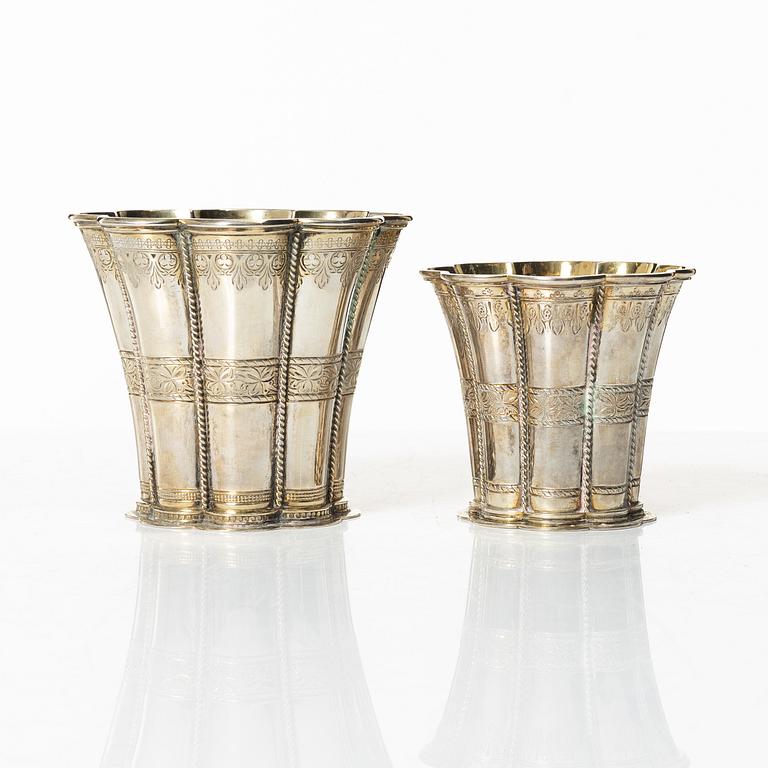 Two Danish silver beakers, including A. Michelsen, Copenhagen, Denmark, Swedish import marks 1966.