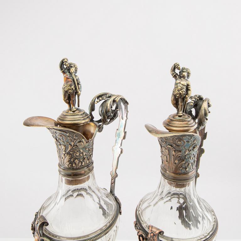 Wine decanters/carafes, a pair from the early 20th century.