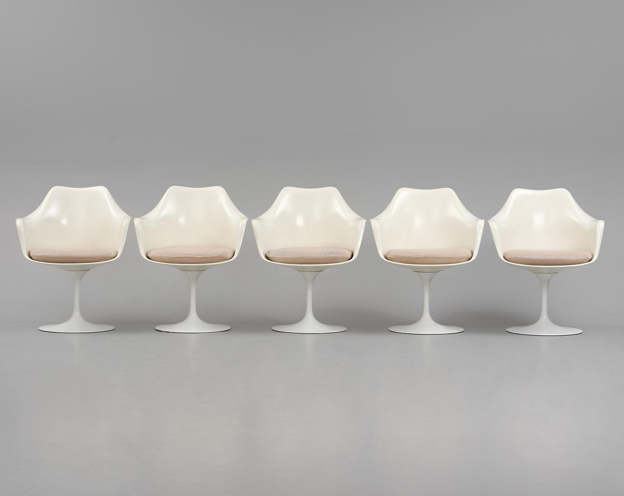Eero Saarinen, stolar, fem stycken, "Tulip", Knoll International, 1960-70-tal.