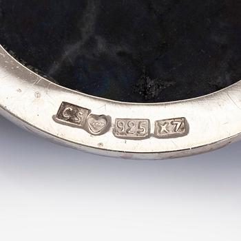 Riipukset, 4 kpl, hopea, spektroliitti, tiikerinsilmä, geodi, Christer Stenberg 1973-75.